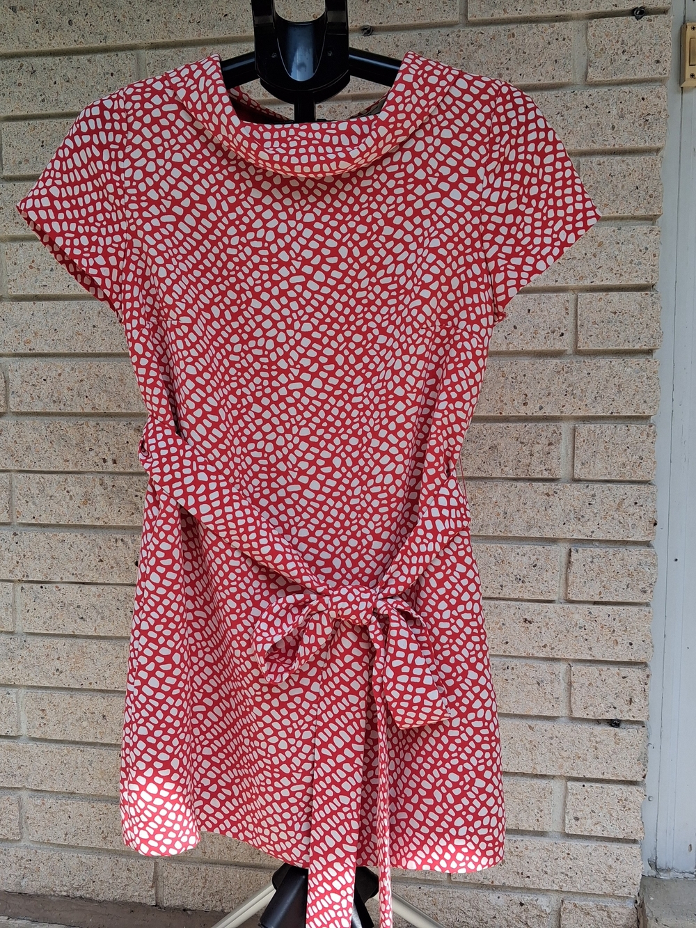 Liz Claiborne Dress Red and White Print Short Sleeve